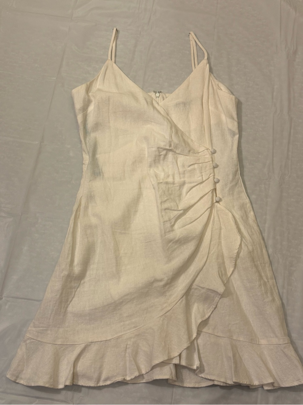 White Linen Ruffle Slip Dress - Picture 6 of 6